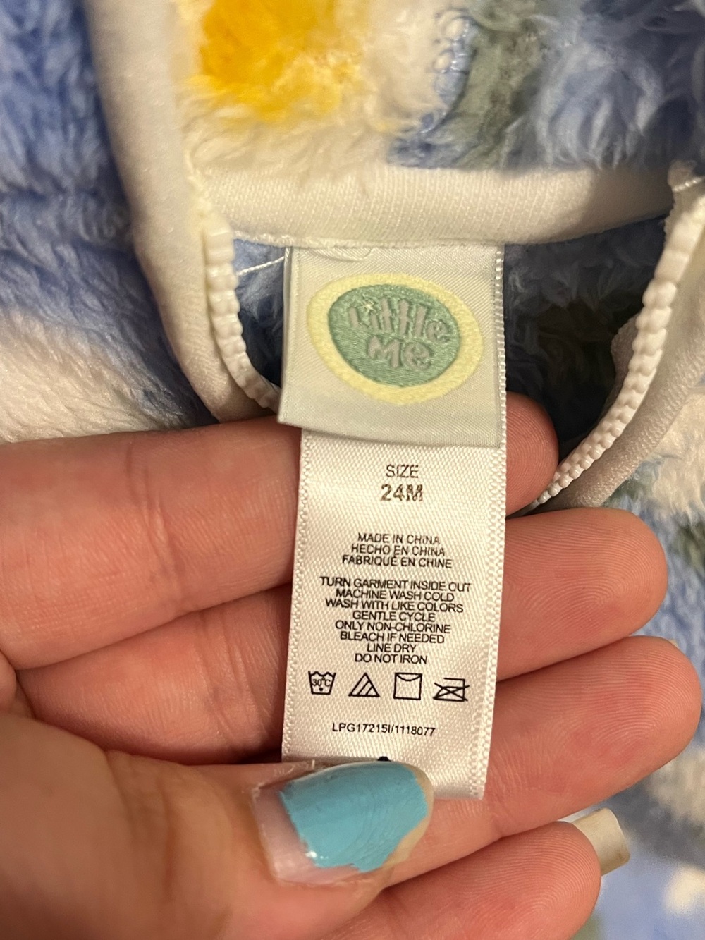 Little Me Blue Plush Daisy Zip-Up Hooded Jacket - Picture 2 of 5